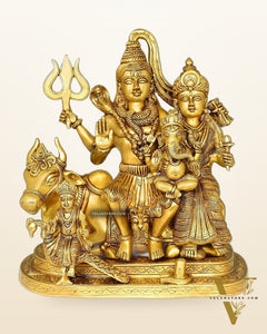 Brass Handcrafted Superfine Lord Shiva Parivar Idol | 14" Height