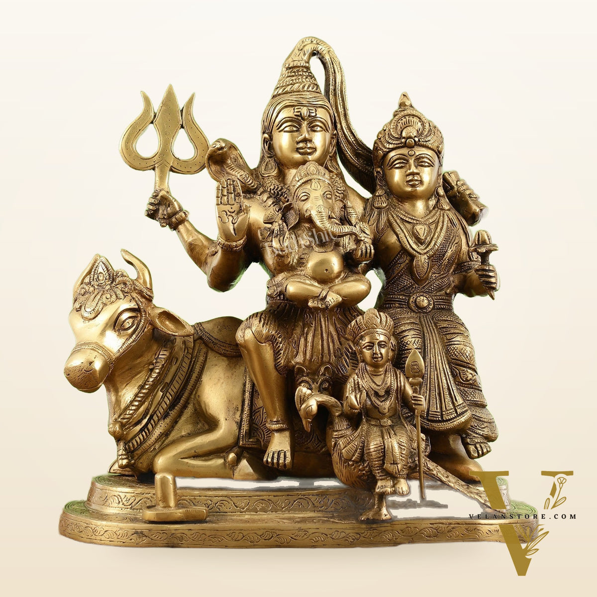 Brass Handcrafted Superfine Lord Shiva Parivar Idol | 14" Height