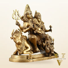 Brass Handcrafted Superfine Lord Shiva Parivar Idol | 14" Height