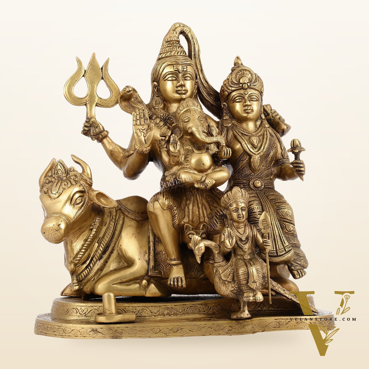 Brass Handcrafted Superfine Lord Shiva Parivar Idol | 14" Height