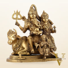 Brass Handcrafted Superfine Lord Shiva Parivar Idol | 14" Height