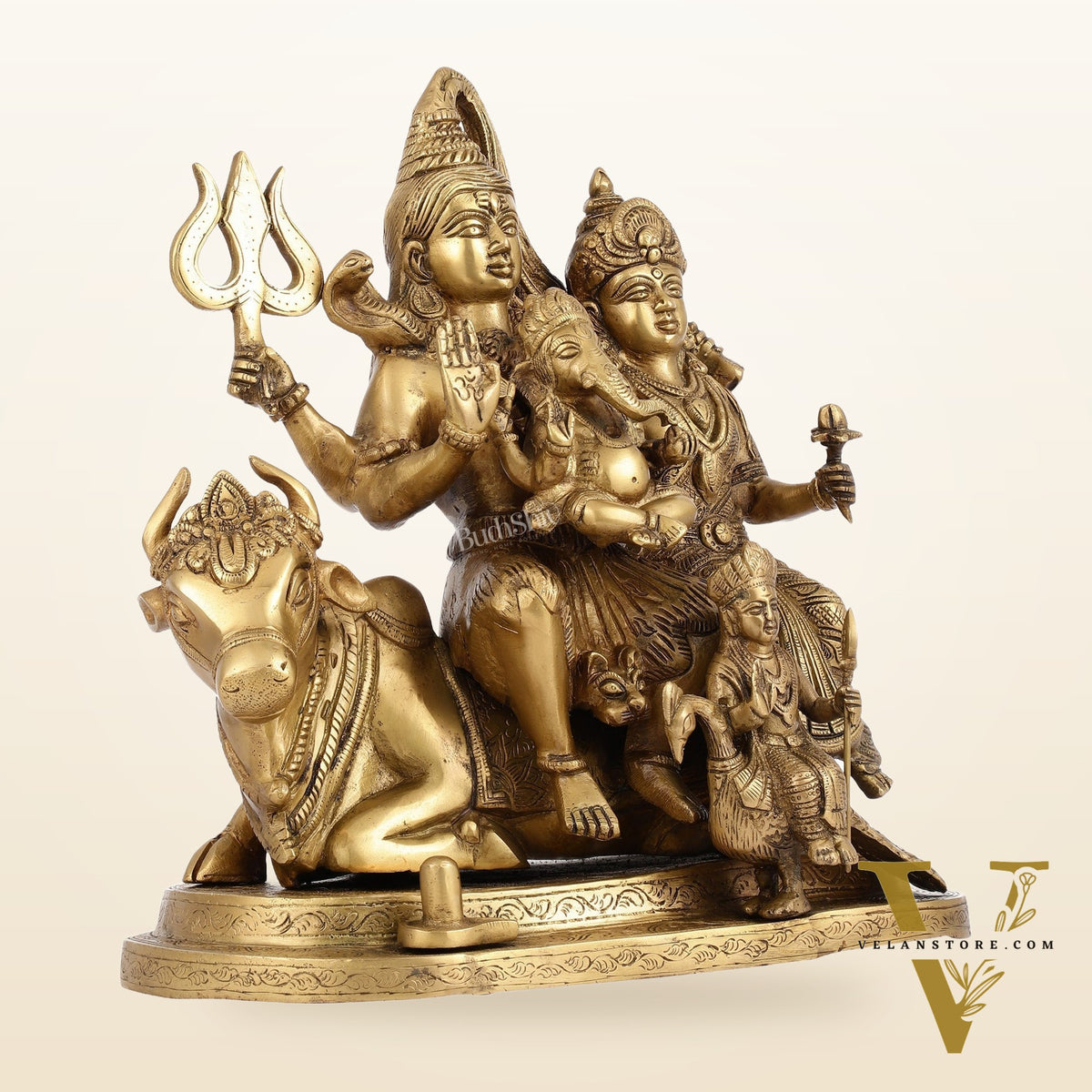 Brass Handcrafted Superfine Lord Shiva Parivar Idol | 14" Height