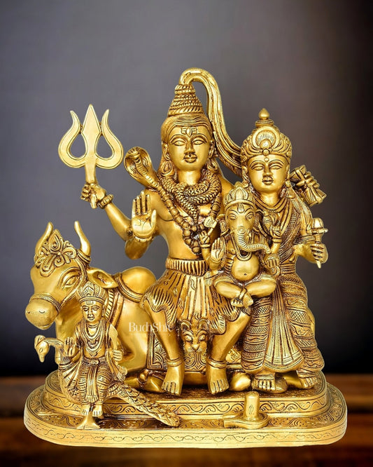 Brass Handcrafted Superfine Lord Shiva Parivar Idol | 14" Height