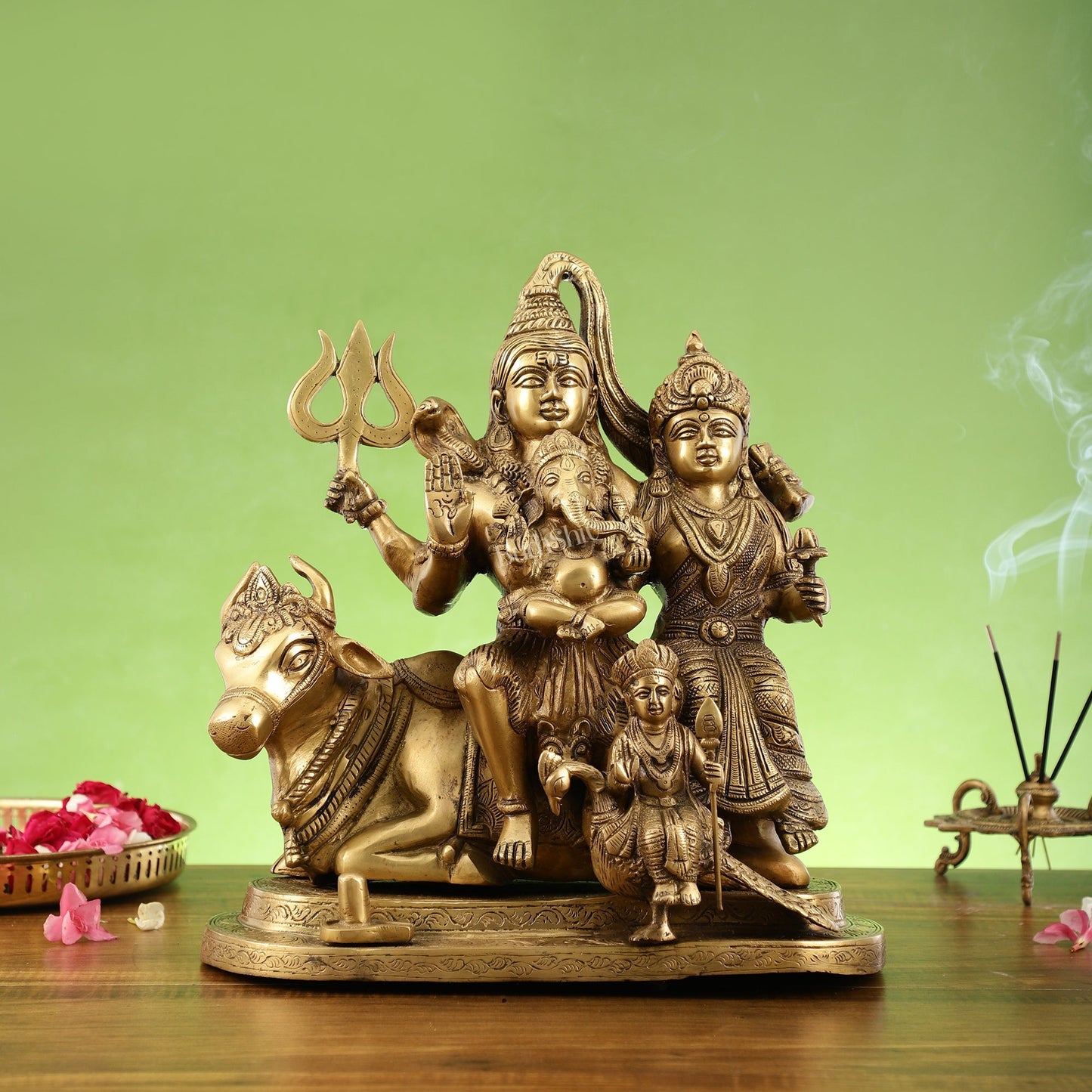 Brass Handcrafted Superfine Lord Shiva Parivar Idol | 14" Height