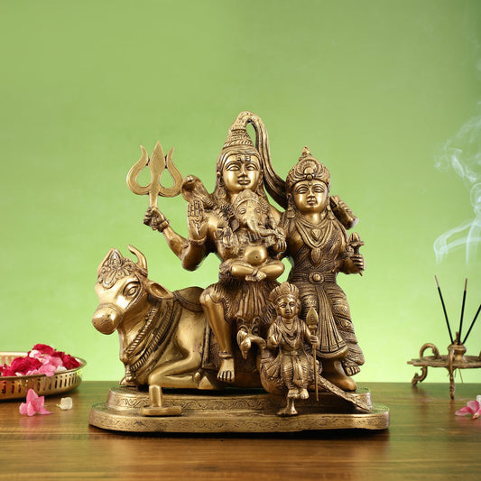 Brass Handcrafted Superfine Lord Shiva Parivar Idol | 14" Height
