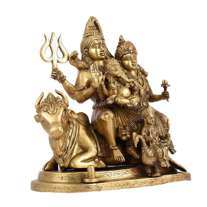 Brass Handcrafted Superfine Lord Shiva Parivar Idol | 14" Height