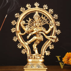 Brass Handcrafted Superfine Nataraja Statue - 10" Lord of Dance Sculpture