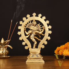Brass Handcrafted Superfine Nataraja Statue - 10" Lord of Dance Sculpture