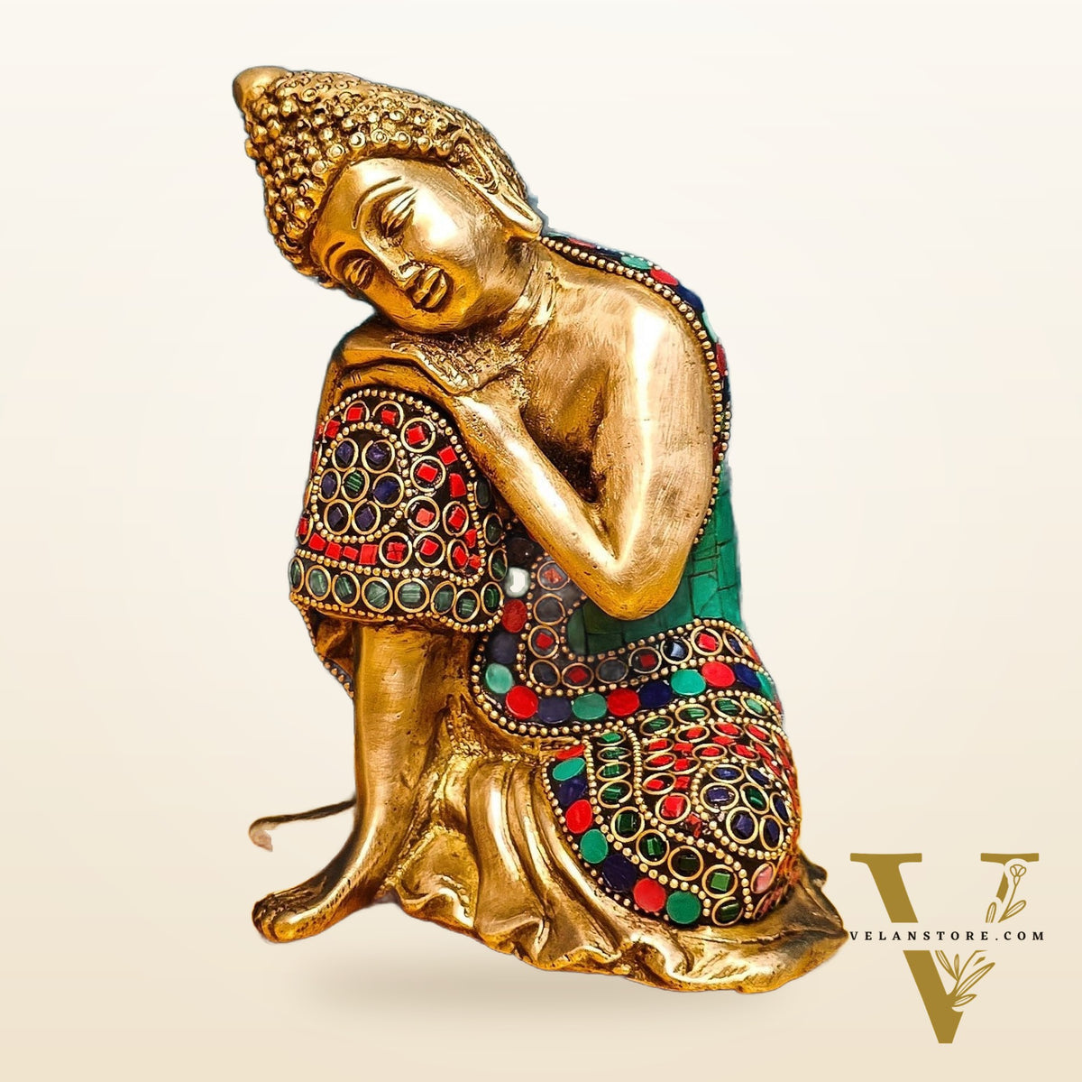 Brass Handcrafted Thinking Buddha Statue 6"
