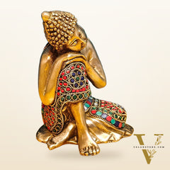 Brass Handcrafted Thinking Buddha Statue 6"