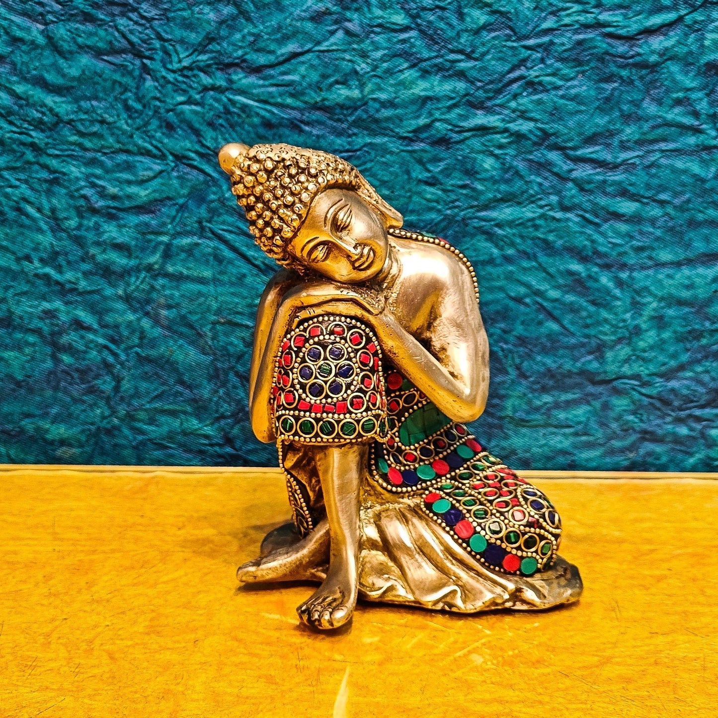 Brass Handcrafted Thinking Buddha Statue 6"