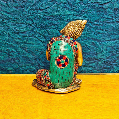 Brass Handcrafted Thinking Buddha Statue 6"