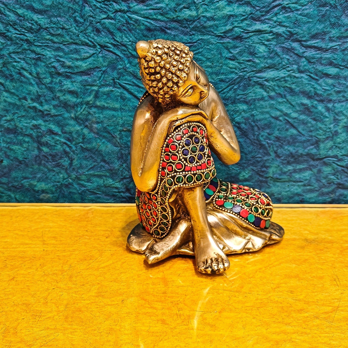 Brass Handcrafted Thinking Buddha Statue 6"