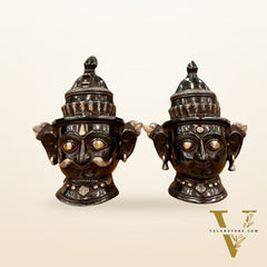 Brass Handcrafted Traditional and Antique Shiva and Gauri Mukhalingam | 9.5" Height