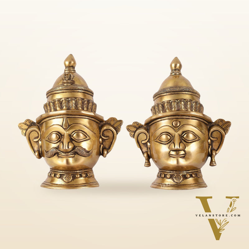 Brass Handcrafted Traditional and Antique Shiva and Gauri Mukhalingam | 9.5" Height