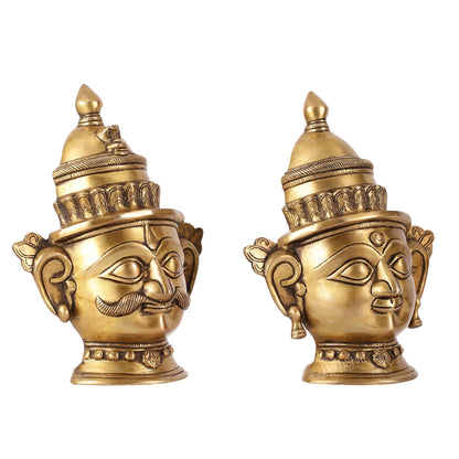 Brass Handcrafted Traditional and Antique Shiva and Gauri Mukhalingam | 9.5" Height