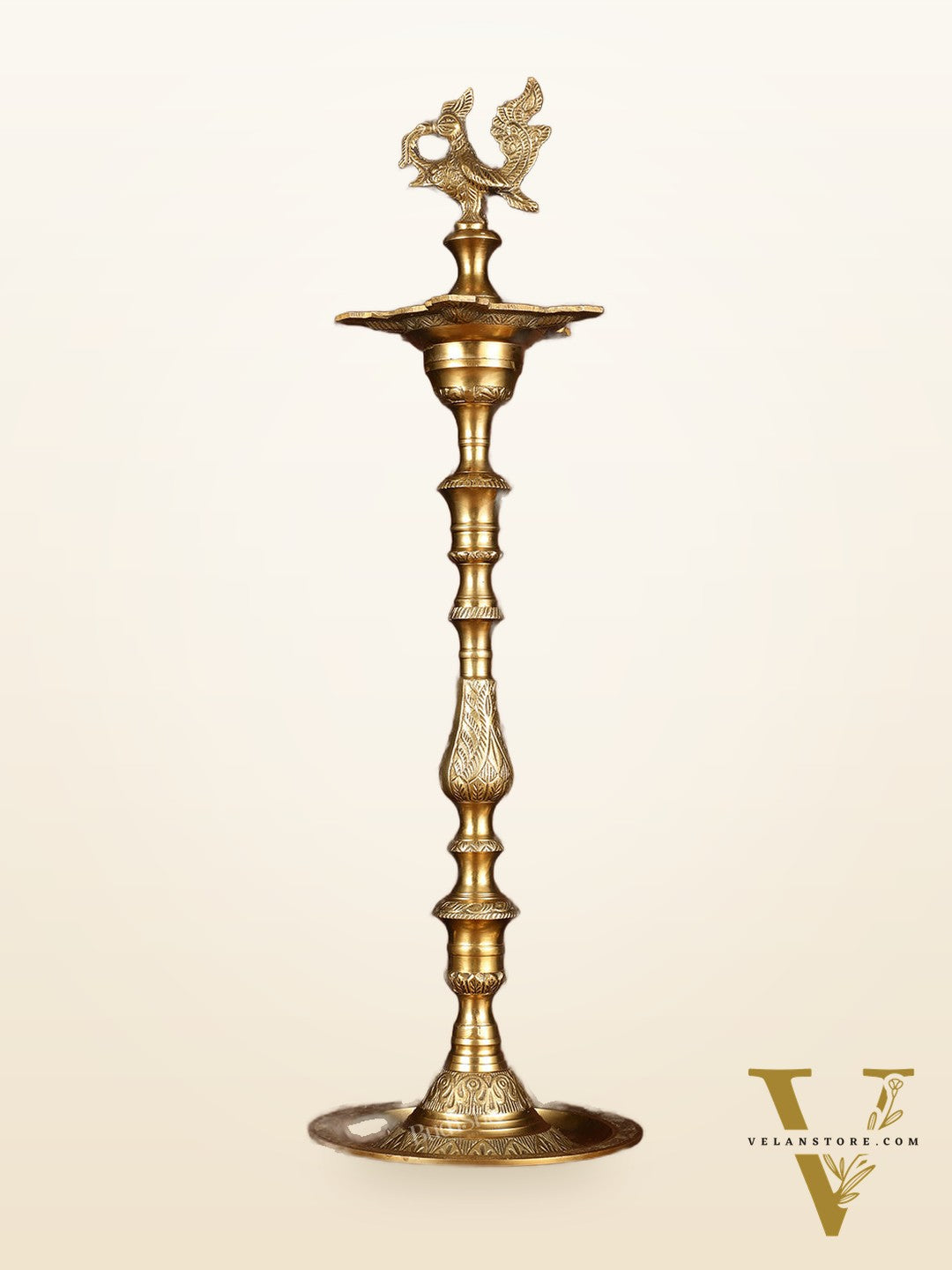 Brass Handmade Peacock Samai Inauguration Lamp 26"
