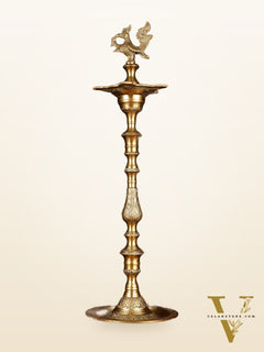 Brass Handmade Peacock Samai Inauguration Lamp 26"