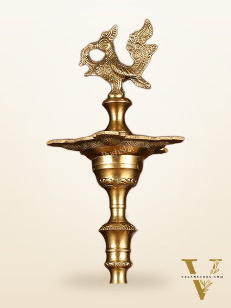 Brass Handmade Peacock Samai Inauguration Lamp 26"