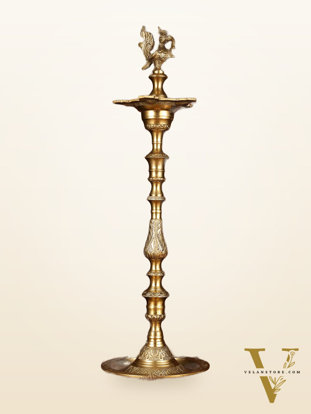 Brass Handmade Peacock Samai Inauguration Lamp 26"
