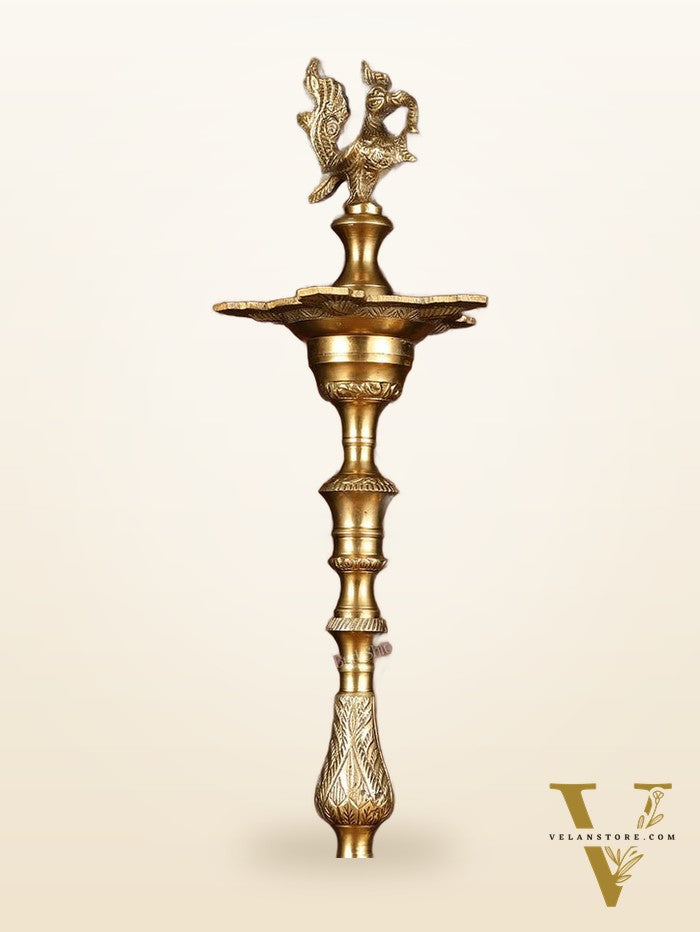Brass Handmade Peacock Samai Inauguration Lamp 26"