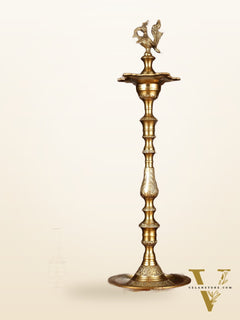 Brass Handmade Peacock Samai Inauguration Lamp 26"