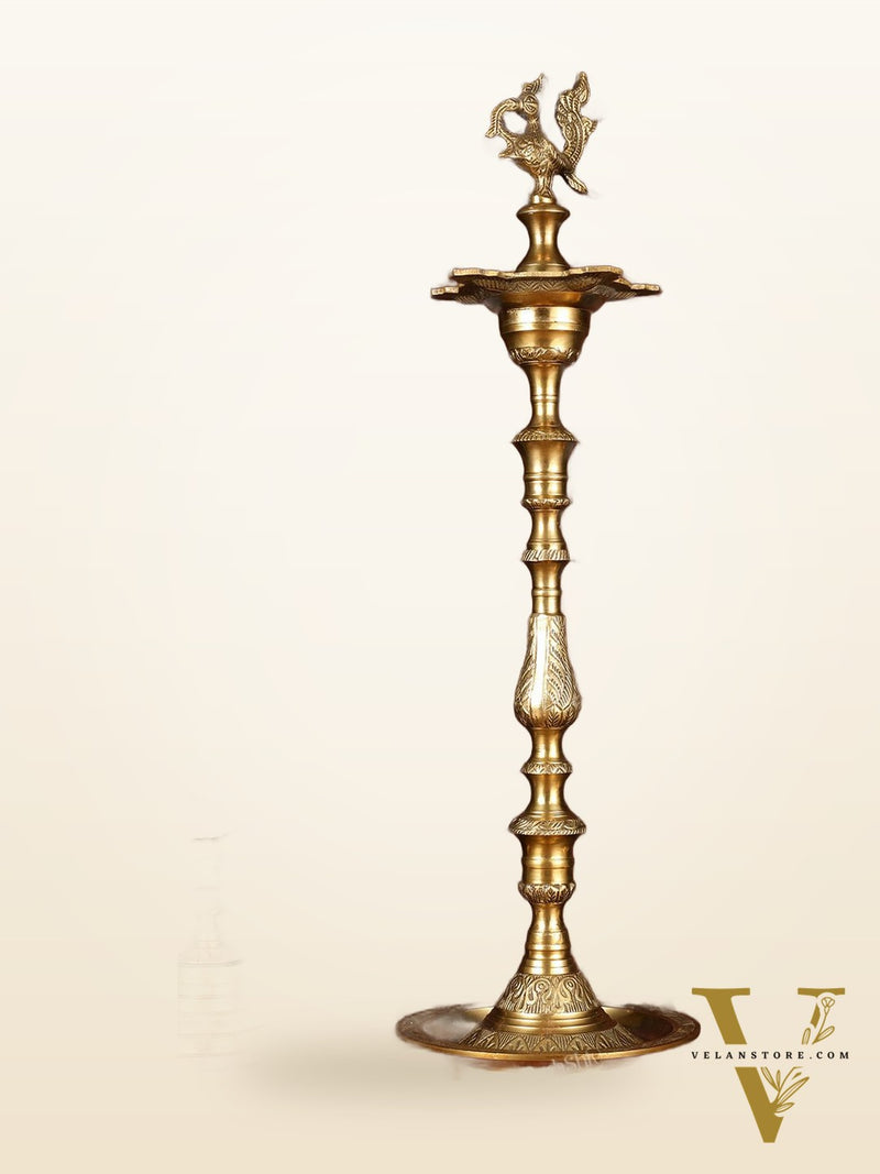 Brass Handmade Peacock Samai Inauguration Lamp 26"