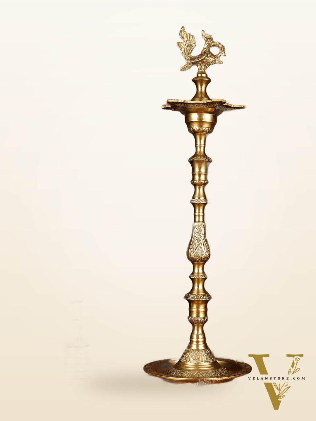 Brass Handmade Peacock Samai Inauguration Lamp 26"