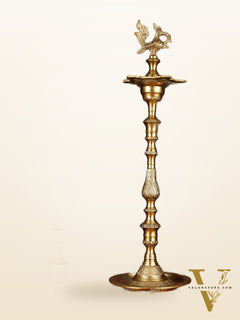 Brass Handmade Peacock Samai Inauguration Lamp 26"