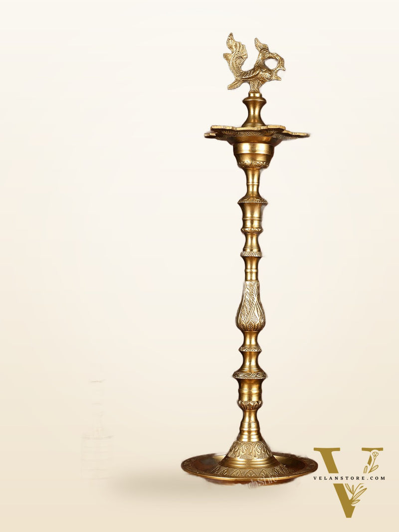Brass Handmade Peacock Samai Inauguration Lamp 26"