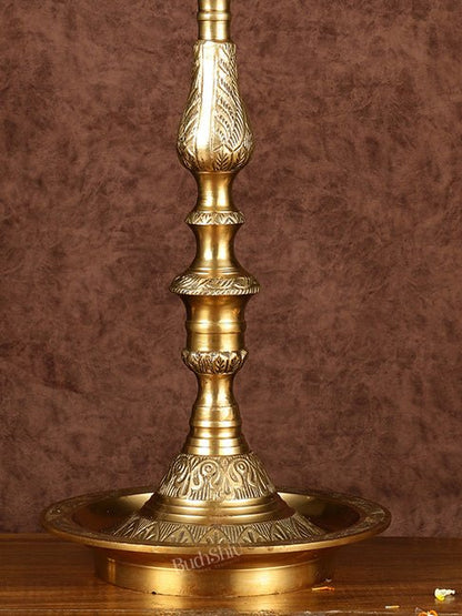 Brass Handmade Peacock Samai Inauguration Lamp 26"