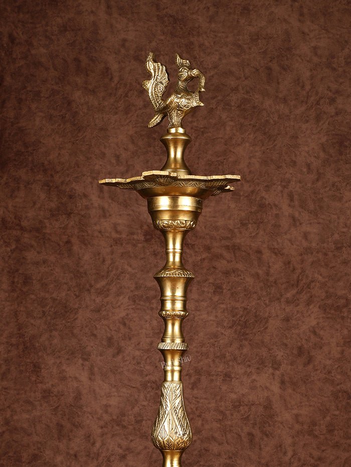 Brass Handmade Peacock Samai Inauguration Lamp 26"