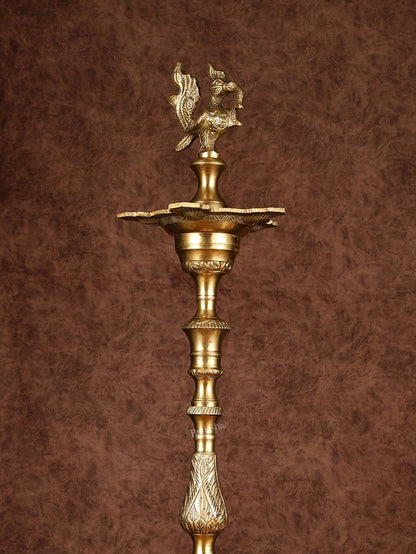 Brass Handmade Peacock Samai Inauguration Lamp 26"