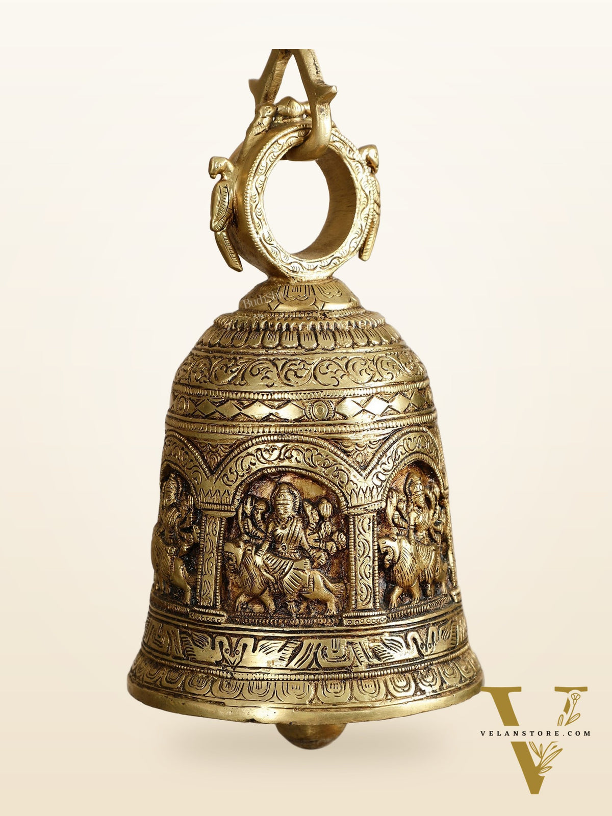 Brass Hanging Durga engraved temple bell
