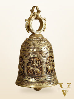 Brass Hanging Durga engraved temple bell