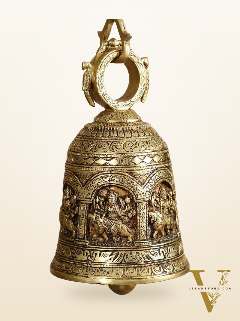 Brass Hanging Durga engraved temple bell
