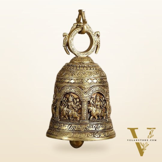 Brass Hanging Durga engraved temple bell