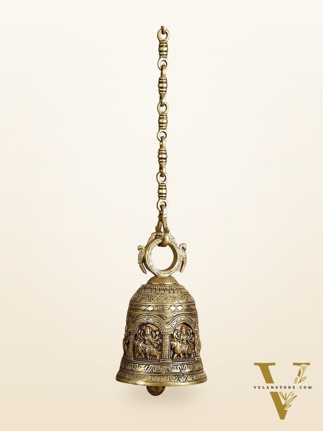 Brass Hanging Durga engraved temple bell