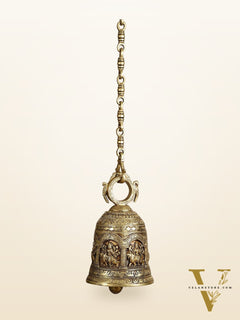Brass Hanging Durga engraved temple bell