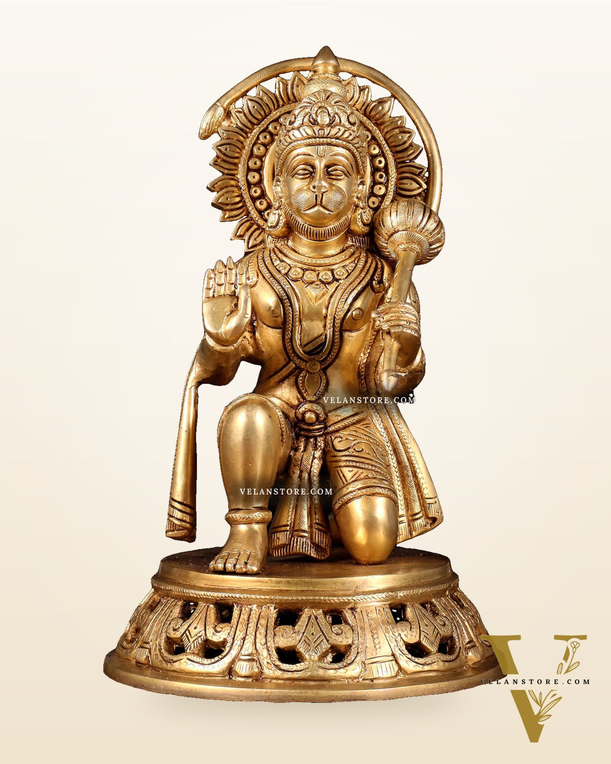 Brass Hanuman Aashirwad Mudra Statue - 11 inch