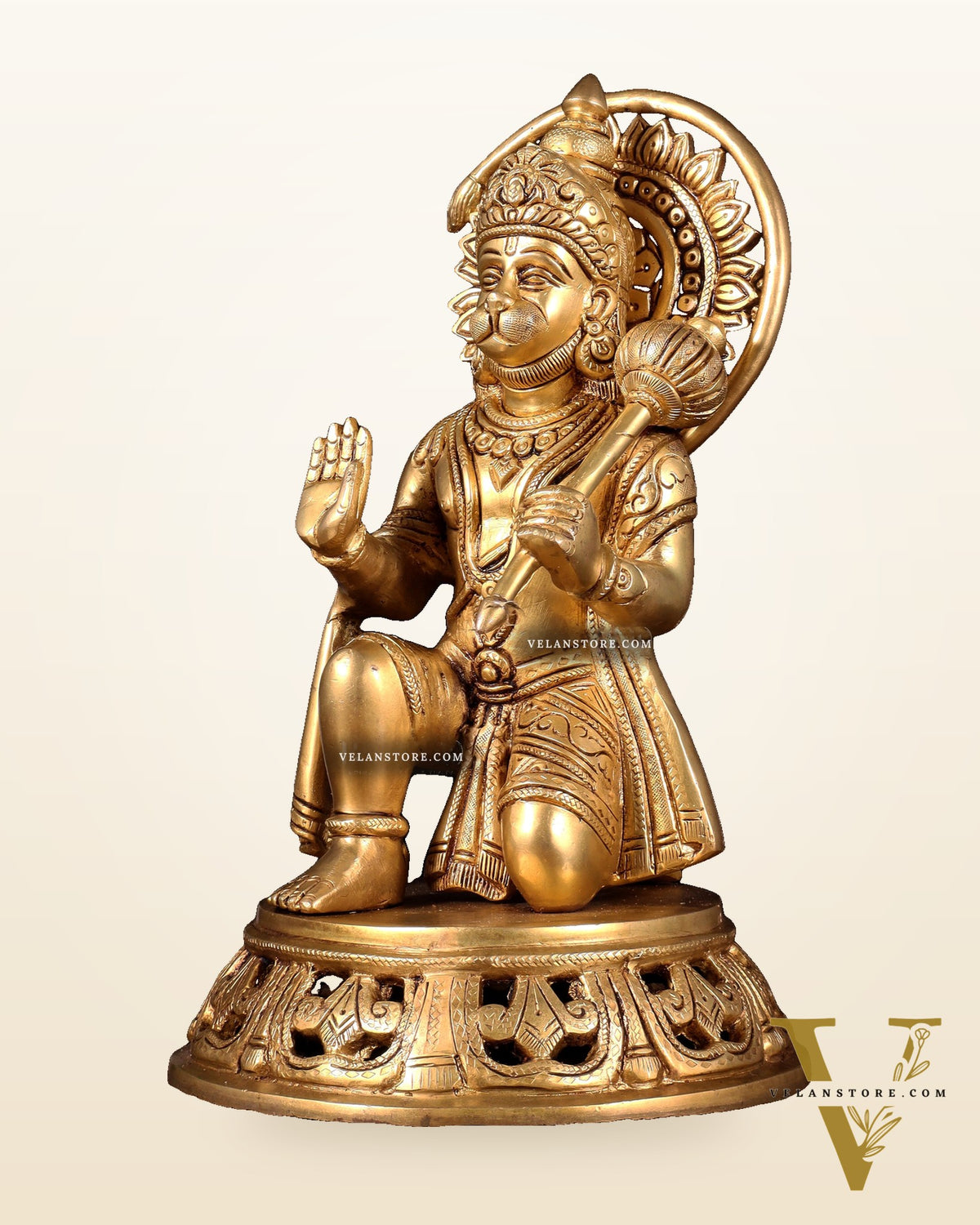 Brass Hanuman Aashirwad Mudra Statue - 11 inch