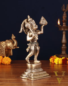 Brass Hanuman Carrying Sanjeevani Mountain Fine Statue – 12 Inch