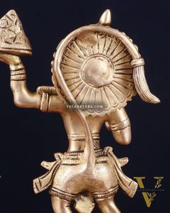 Brass Hanuman Carrying Sanjeevani Mountain Fine Statue – 12 Inch