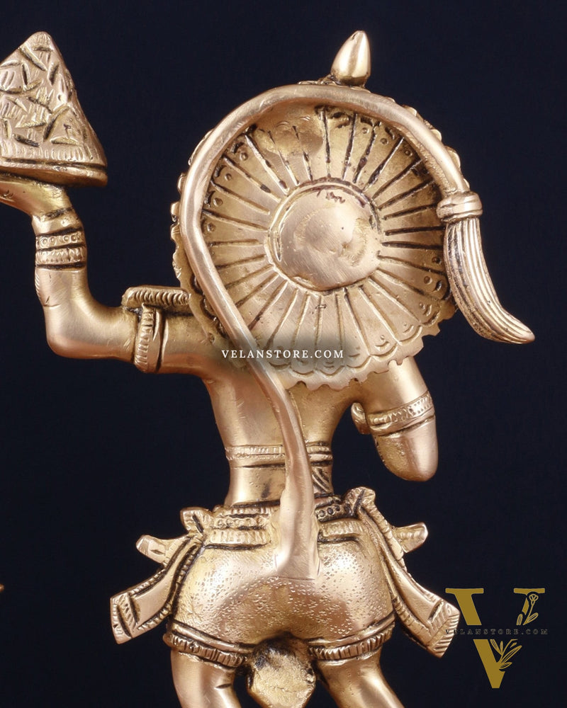 Brass Hanuman Carrying Sanjeevani Mountain Fine Statue – 12 Inch
