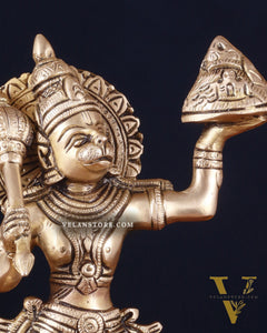 Brass Hanuman Carrying Sanjeevani Mountain Fine Statue – 12 Inch