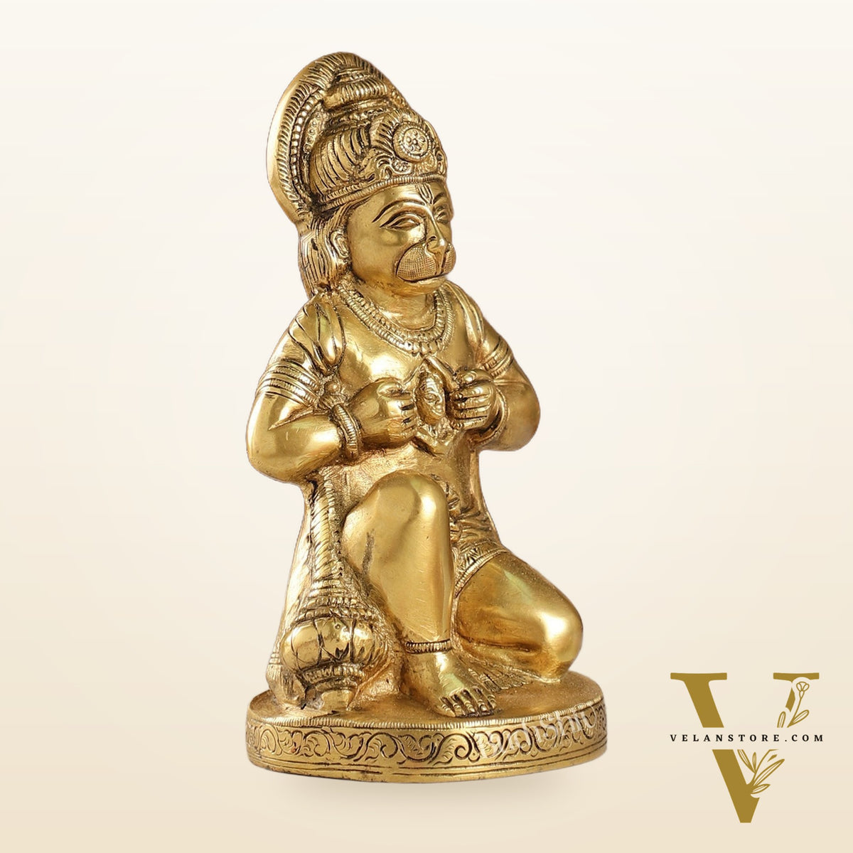 Brass Hanuman Idol with Ram on Chest | 8" Height