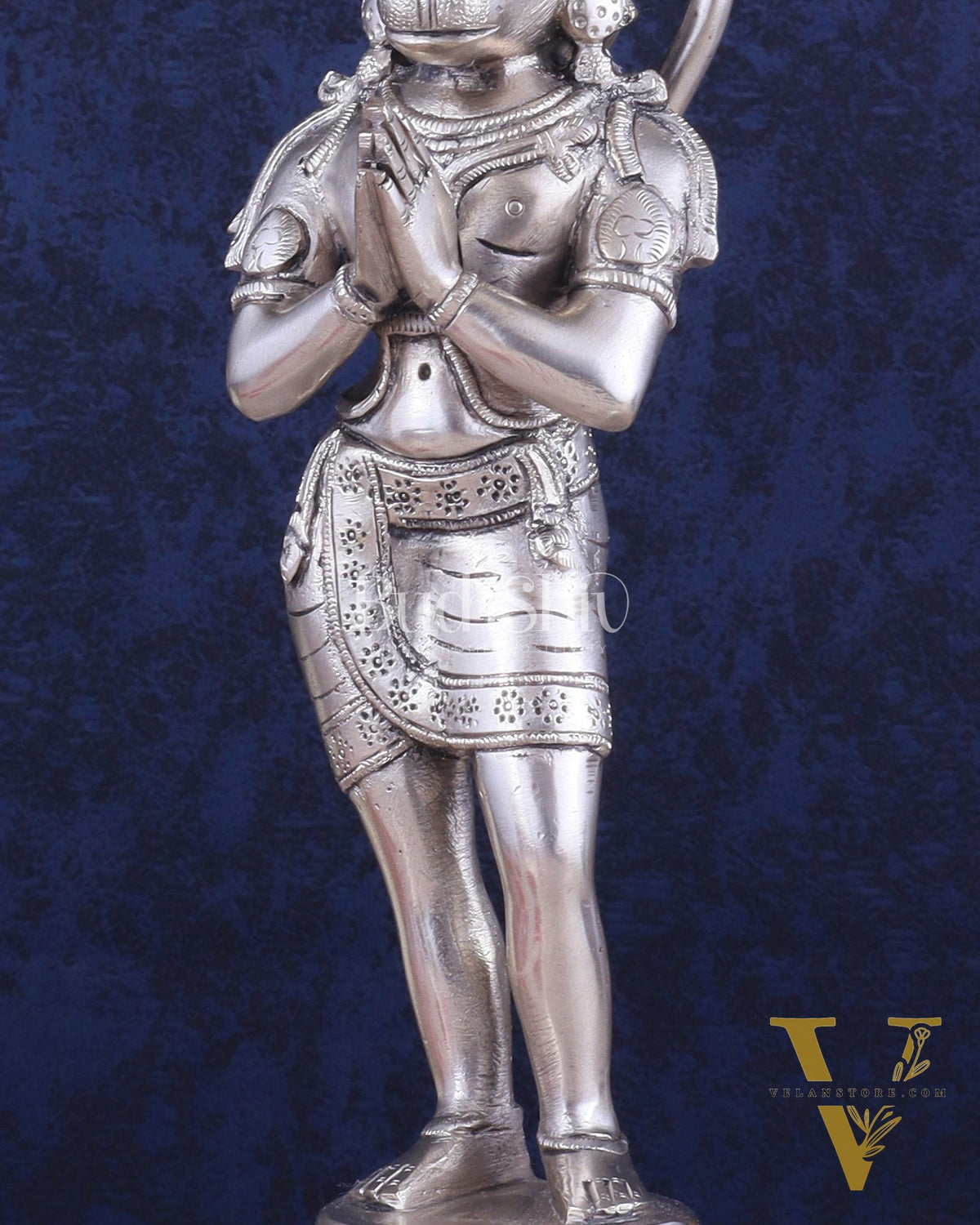 Brass Hanuman in Namaskaram anjali Mudra Statue 12 inch silver plated