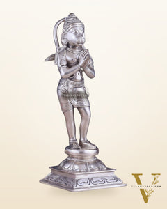 Brass Hanuman in Namaskaram anjali Mudra Statue 12 inch silver plated