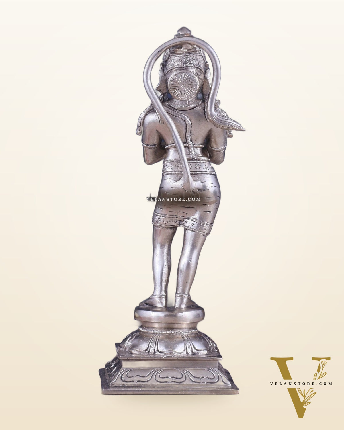 Brass Hanuman in Namaskaram anjali Mudra Statue 12 inch silver plated