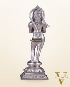 Brass Hanuman in Namaskaram anjali Mudra Statue 12 inch silver plated